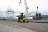 Dockside handling of wind turbine blades at Port o